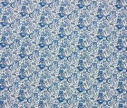 Pkl Studio Filigree Aeg EAN Blue Floral Vines Multiuse Cotton Fabric By Yard 54&quot;W - £11.70 GBP