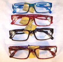 6 PLASTIC FRAME CHEATER READERS GLASSES asst power and colors reading ma... - $6.64