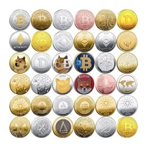 36 Designs Cryptocurrency Cocktail Bitcoin 3mm Solid Metal Collection Coin Set - £37.19 GBP+