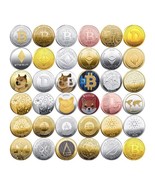 36 Designs Cryptocurrency Cocktail Bitcoin 3mm Solid Metal Collection Co... - $46.53+