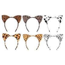 6pcs Cat Ear Headbands Halloween Hairbands Plush Leopard Grain Hair Hoop... - £19.50 GBP