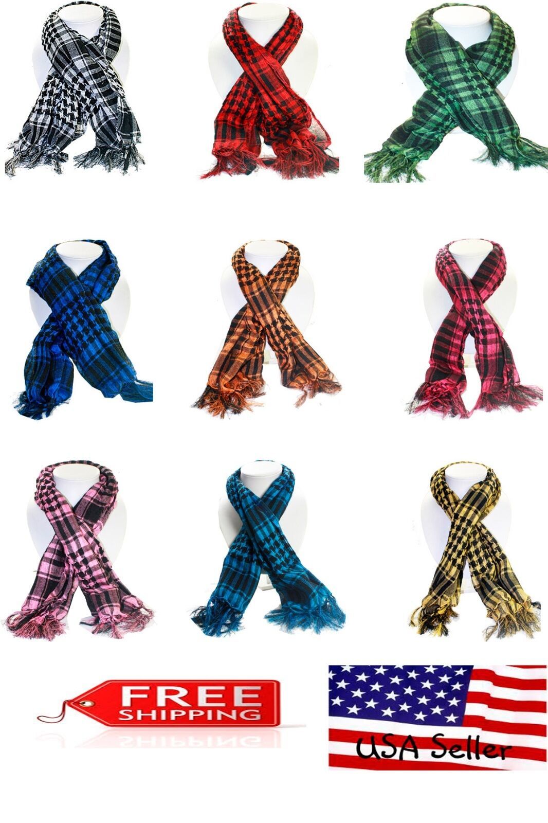 Shemagh Keffiyeh Palestine Scarf Shawl Kafiya Fashion Neck Cover Head Wrap - $7.95