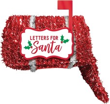 Christmas Letters To Santa 3D Deluxe Tinsel Mailbox - 9.25&quot; X 5.4&quot; X 5.4&quot; | Red - £19.46 GBP