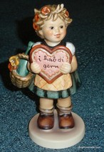 &quot;Valentine Gift&quot; Goebel Hummel Figurine #387 Girl With Wine And Heart - GIFT! - £39.75 GBP