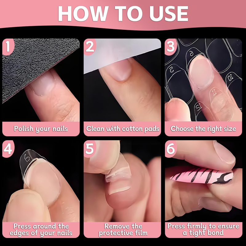 10 Sheets Nail Adhesive Tabs, 300 Pcs Clear Nail Stickers for Press Ons, 15 Size Item image 5