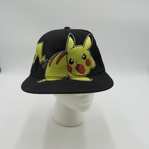 Pokemon Snapback Hat Pikachu Black Cap Embroidered Adult Adjustable 2013 - £14.07 GBP