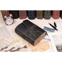Vintage Handmade Leather Diary with Antique Key Closure (A5) - 200 Handmade Deck - £39.15 GBP