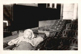 VINTAGE PHOTO 1940&#39;s B &amp; W 2 3/4&quot; x 2 1/2&quot; BABY BUNDLED IN CARRIAGE by S... - £0.78 GBP
