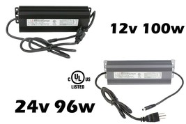 UL listed 12v 100w 24v 96w Power Supply Driver Waterproof + DC Plug - £33.25 GBP