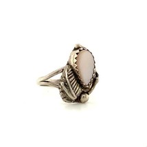 Vintage Sterling Silver Native American MOP Shell Feather Pinky Ring Ban... - $29.70