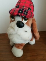 1978 Dakin Basset Red Plaid Hat~Sherlock Mystery Hound Dog Plush~10&quot; Vintage  - £7.90 GBP