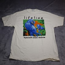 Vintage Bird T Shirt Adult LifeLine Hyacinth Blue Macaw Rachel Lockwood White XL - £8.57 GBP