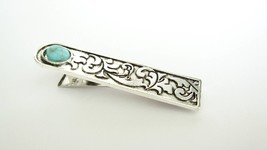 Turquoise blue stone silver metal boho native alligator hair clip for thin fine - £7.94 GBP