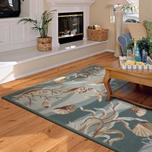 3&#39; X 5&#39; Seafoam Corals And Shells Area Rug - £137.48 GBP