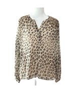 Joie Cordell Sheer Leopard Long Sleeve V Neck Blouse 100% Silk -NWT Size Medium - $39.00