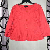 TALBOTS Orange/Coral Cotton Pleated Jacket- Size 8 - £19.26 GBP