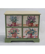 FLORAL DECOR 4 DRAWER SMALL WOOD ACCENT CABINET CHEST GARDEN GREEN SHABB... - $35.73 CAD