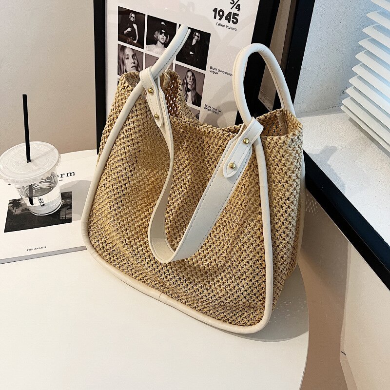 Primary image for 2 Pcs/set Luxury High Capacity Woven Tote Handbag for Women Summer Trends Brand 