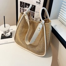 2 Pcs/set Luxury High Capacity Woven Tote Handbag for Women Summer Trends Brand  - £29.62 GBP
