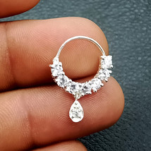 Diamond Nose Ring, Silver Nath, Indian Jewelry, Bollywood Pin, Bridal Nath - €16,49 EUR