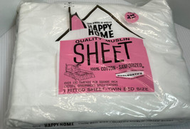 Vintage Happy Home Woolworth Twin White Muslin Fitted Sheet New Old Stock 70s - £9.22 GBP