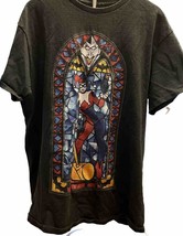 DC Comics Sz M T Shirt Harley Quinn Joker Stain Glass Black Batman Short Sleeve - £10.16 GBP