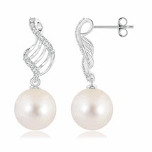 Authenticity Guarantee 
ANGARA 11mm Freshwater Pearl Swirl Dangle Earrings in... - £337.05 GBP+