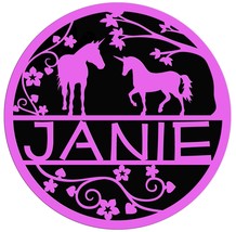Personalized Unicorns with vine name plaque wall hanging sign – Customize this - $35.00