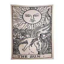 Anyhouz Tapestry Beige The Sun 230X180 cm Tarot Card Psychedelic Scene Art Hippi - £47.07 GBP