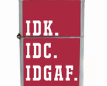 IDK IDC IDGAF Rs1 Flip Top Dual Torch Lighter Wind Resistant - £13.25 GBP