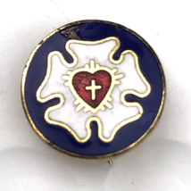 Sacred Heart of Jesus Pin Gold Tone Enamel Vintage Small Christian - $10.95