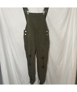 Kittenish  Olive Green Distressed Jogger Overalls Women size Medium - $753.96 MXN
