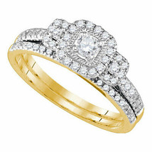 14kt Yellow Gold Round Diamond Bridal Wedding Ring Band Set 1/2 Ctw - £644.47 GBP