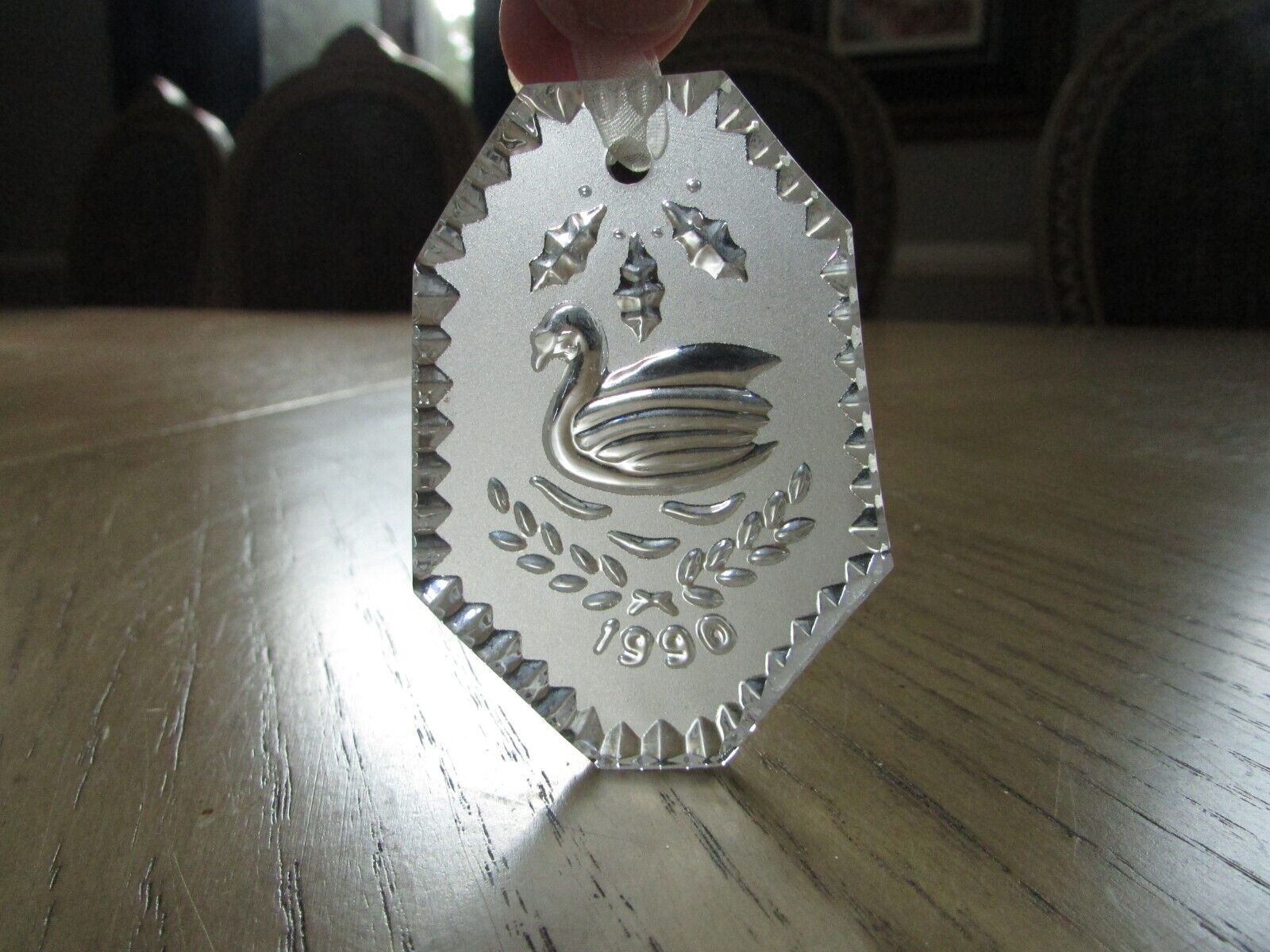 Waterford Crystal Ornament 12 Days of Christmas 1990 Seven Swans a Swimming - $14.80