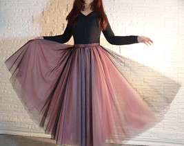 Black Pink Long Tulle Skirt Outfit Women Custom Plus Size Fluffy Tulle Skirt image 4