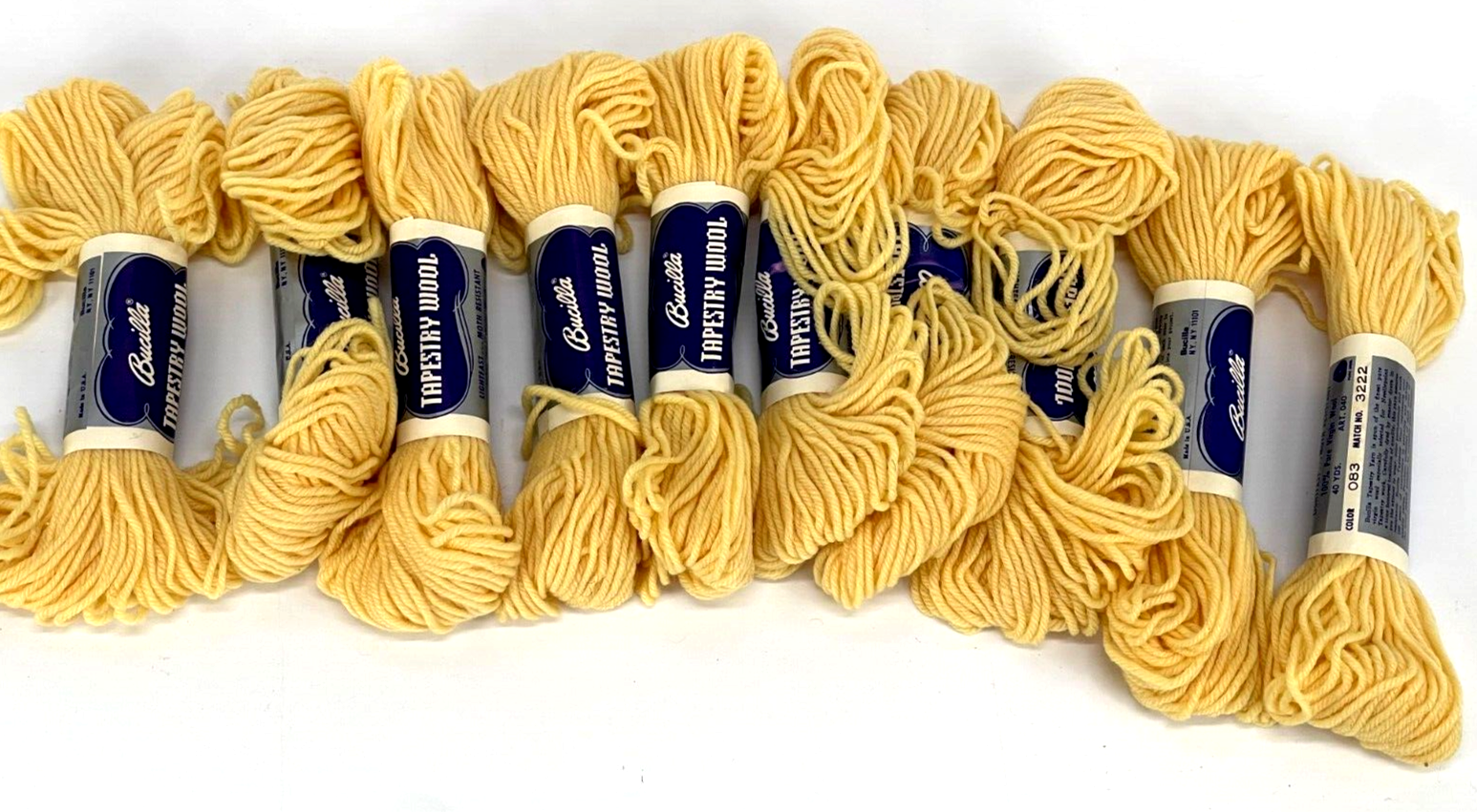 Primary image for Lot of 10 Skeins Bucilla Tapestry Yarn 100% Pure Virgin Wool Color 083 Yellow