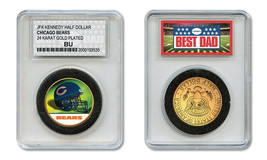 Chicago Bears Nfl *Greatest Dad* Jfk 24KT Gold Clad Coin Special Ltd. Case - £8.27 GBP