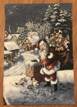 Santa Claus Bringing Joy Tapestry Wall Hanging by Nicky Boehme 25&quot;x35&quot; Christmas - £15.15 GBP