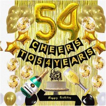 Golden Milestone Celebration Kit - 54th Birthday Bash with Cheers Banner, Balloo - $54.44