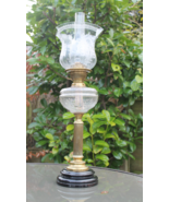 Superb Art Nouveau oil lamp with a cut glass, acid etched shade. - $382.28
