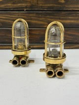 Vintage Brass Metal Wall Ceiling Mount Bulkhead Light - Small Lot Of 2 - £101.07 GBP