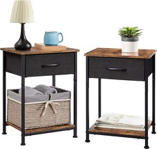 Somdot Nightstands Set Of 2, Bedside Table End Table For Bedroom Nursery Living - £47.92 GBP