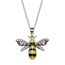 Sterling Silver 925 Rhodium Plated BumbleBee CZ Necklace - £22.71 GBP