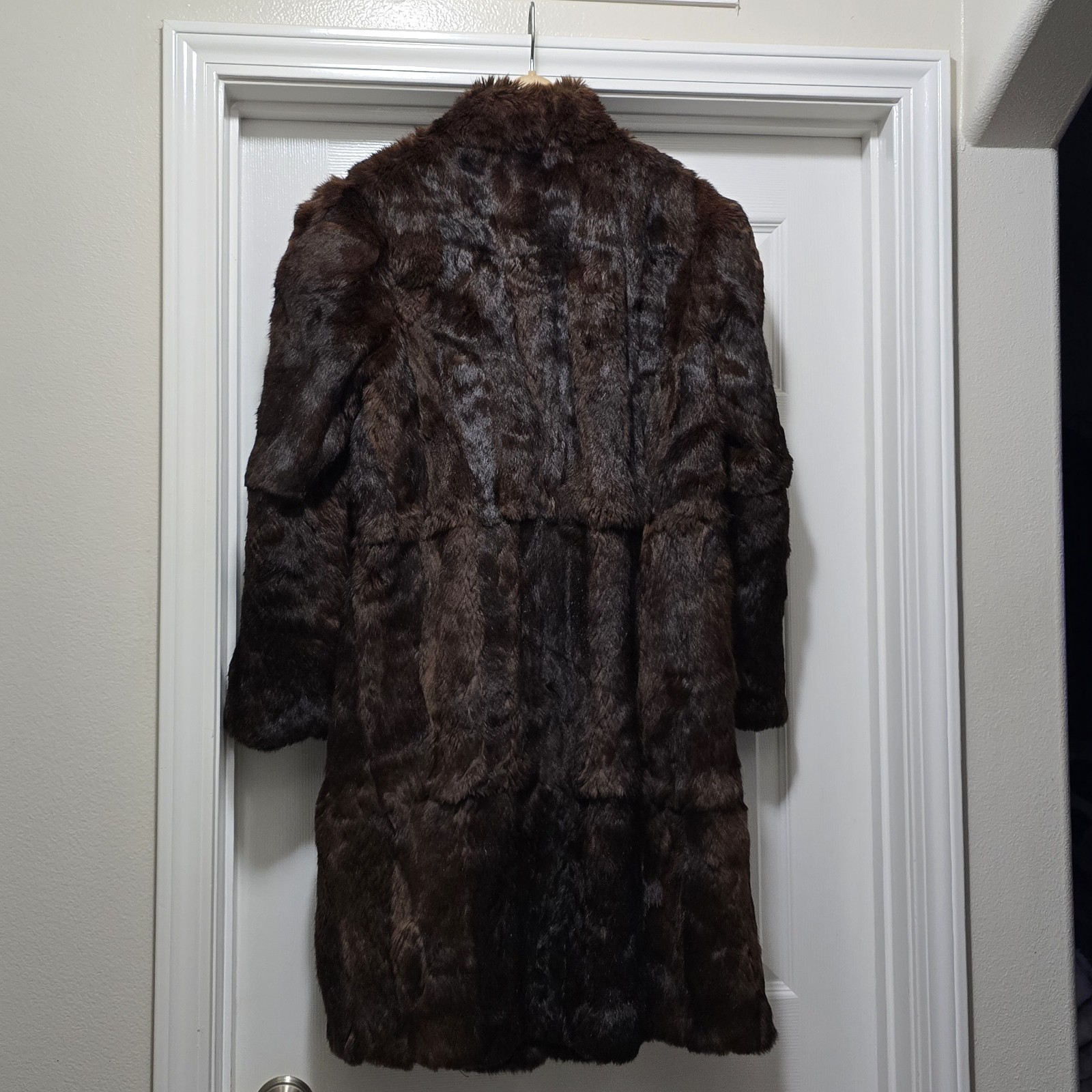 VTG Genuine Rabbit Fur Mid Length Coat Dark Brown Women’s Sz S NEEDS REPAIRS Item image 7