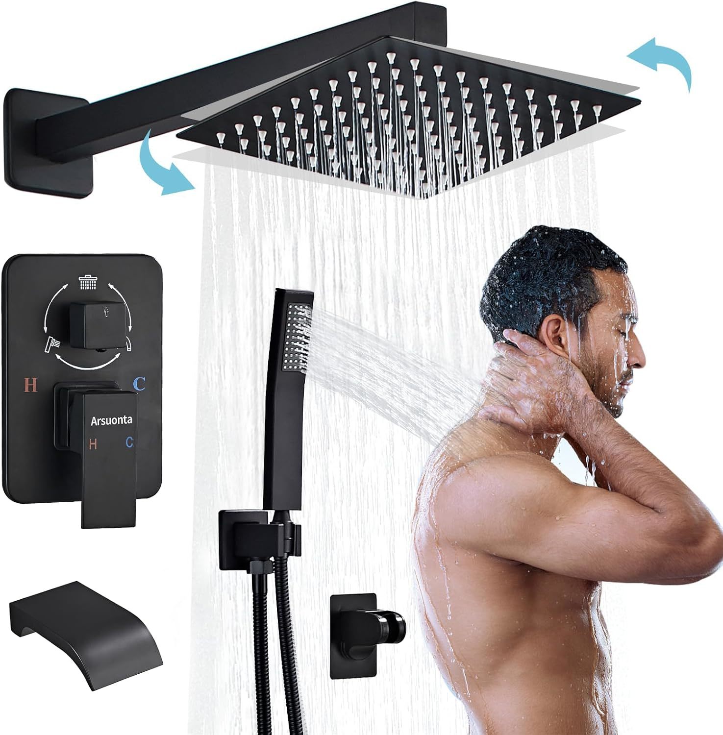Shower Faucet Set, Shower System With 10 Inch Square Shower Head, Rain S... - $148.99