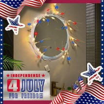 4th of July Birch Garland with Vibrant Red White Blue Lights, 6ft 54 LED Lighted - £14.55 GBP