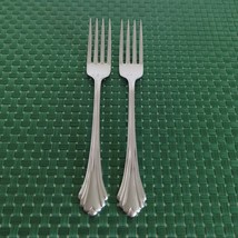 Oneida BANCROFT Dinner Forks Set Lot of 2 Stainless Flare Tip Ridged Glo... - $23.99