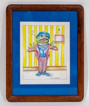 Untitled Watercolor on Paper of a Dapper Frog by Daveena Limonick Framed - £234.65 GBP