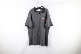 Vintage 90s Mens XL Faded Striped Detroit Red Wings Spell Out Polo Shirt Black - £31.11 GBP