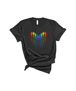 Paw Print Dripping Heart Rainbow Dog Mom Short Sleeve Shirt - £23.91 GBP
